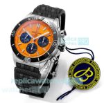 Super Clone BLS Breitling Chronomat 44mm Orange Dial Swiss B01 Rubber Strap Watch 